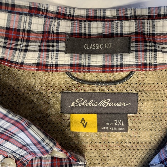 Eddie Bauer Classic Fit Plaid Roll Tab Button Down Outdoor Hiking Shirt Mens 2XL - Picture 3 of 8
